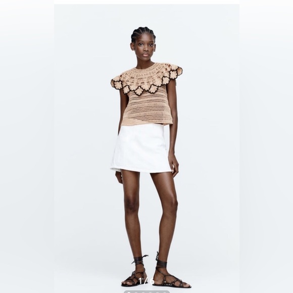 Zara knit bloggers favorite knit bib top Sz Small - Picture 6 of 6